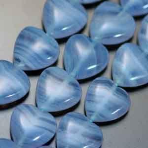 ブルーレースアゲート(空色縞瑪瑙)・ハート12mm・1個 天然石ビーズ