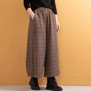 チェック柄 グレンチェック ガウチョパンツ キ...の詳細画像1