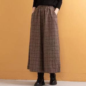 チェック柄 グレンチェック ガウチョパンツ キ...の詳細画像2