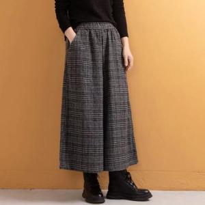 チェック柄 グレンチェック ガウチョパンツ キ...の詳細画像4