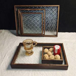 ガラス 2点セット ガラストレー 木製 トレー...の詳細画像3