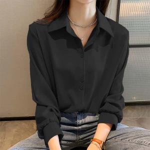 白 シャツ フォーマル 長袖 とろみ 事務服 ...の詳細画像2