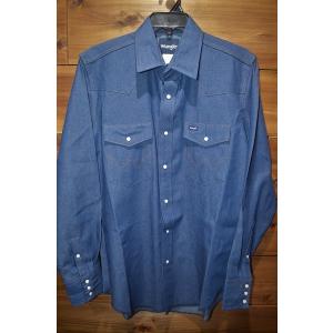 WRANGLER / 長袖シャツ/15.5/デニム/IDG/無地 WRANGLER◇長袖シャツ/15.5/デニム/IDG/無地 : セカンドストリート