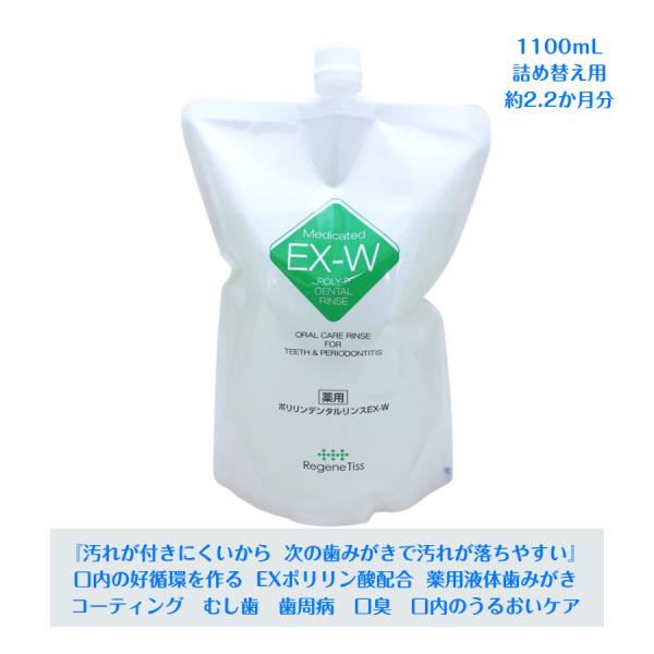 着色除去 コーティング 薬用ポリリンデンタルリンスEX-W 1100mL 詰め替え用 EXポリリン酸...