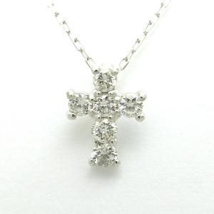 ダイヤモンド クロス ネックレス K18 WG / YG ダイヤモンド合計0.100ct｜reggina