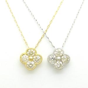 ダイヤモンド ネックレス K18 WG / YG ダイヤモンド合計0.30ct フラワー｜reggina