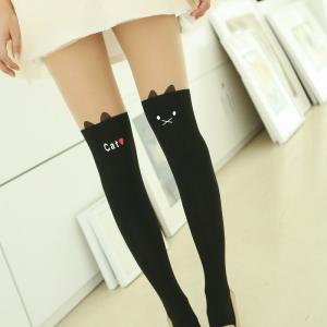 レギンス 工房]猫 柄 cat プリント 肌色 パンティーストッキング 美脚 スリムレギンス 大型連休 春 雨