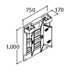 LIXIL 洗面化粧台 PVシリーズ 間口750mm ミラーキャビネット（3面鏡全収納）くもり止めコート付【メーカー直送品】｜rehomestore