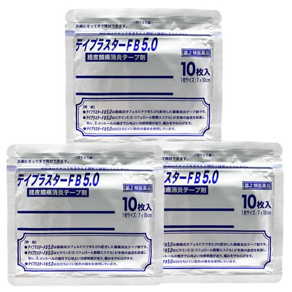 3点セット【第2類医薬品】 テイプラスターFB5.0 (1袋10枚入り)｜ 腰痛 筋肉痛 経皮鎮痛消...