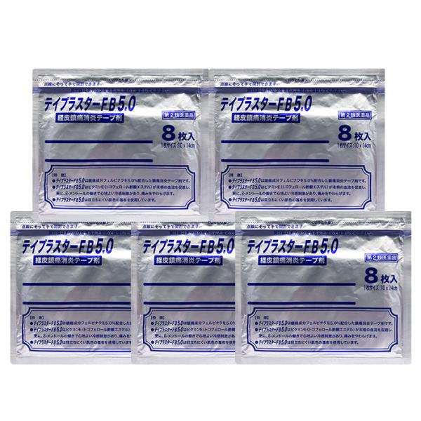 5点セット【第2類医薬品】テイプラスターFB5.0【大判】(1袋8枚入り)｜ 腰痛 筋肉痛 経皮鎮痛...