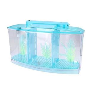 ミニアイソレーションデスクトップ透明飼育水槽 アクリルフィッシュ水族館 小魚用水切り替えバルブ ベタ用LEDライト