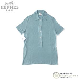 エルメス （HERMES） ニット ポロシャツ 半袖 トップス シャツ ＃ME ライトブルー（中古）｜reine-web