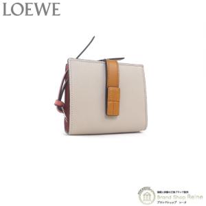 ロエベ （LOEWE）コンパクト ジップ ウォレット 二つ折り 財布 C660Z41X01 ライトオーツ×ハニー（新品）