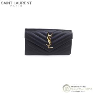 サンローラン （SAINT LAURENT） モノグラム ラージフラップ ウォレット 二つ折り 長財布  372264 ブラック（新品）｜reine-web