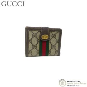 グッチ （GUCCI） オフィディア GG シェリーライン コンパクト ウォレット 二つ折り 財布 ベージ×ブラウン（中古）｜reine-web