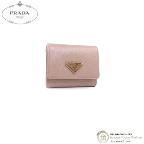 プラダ （PRADA） サフィアーノ トライアングルロゴ コンパクト 三つ折り 財布 1MH043 ...