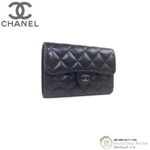 シャネル （CHANEL） キャビアスキン マトラッセ ミディアム クラシック フラップ ウォレット 三つ折り 財布 AP0232 BLACK（新品）｜reine-web