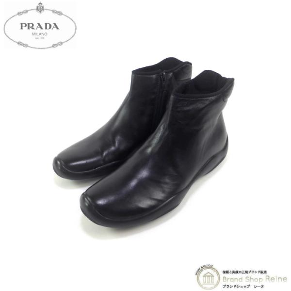 プラダ （PRADA） プラダスポーツ ショート ブーツ サイドジップ レザー ドライビング シュー...