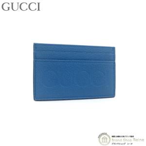 グッチ （GUCCI） エンボスロゴ カードホルダー カードケース ICケース 658694 ブルー（新品）｜reine-web