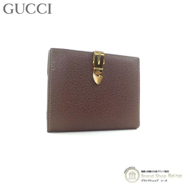 グッチ （GUCCI） ベルトモチーフ Wホック 二つ折り コンパクト 財布 035 ブラウン ヴィ...