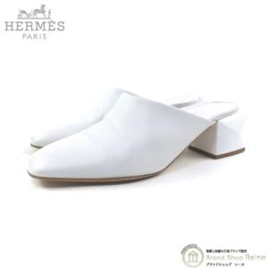 エルメス （HERMES） メドール レザー ミュール サンダル シューズ ＃37 ホワイト（中古）｜reine-web