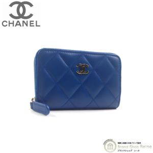 シャネル （CHANEL） ラムスキン マトラッセ ジップ コインパース カードケース 小銭入れ A69271 ブルー（美品）中古｜reine-web