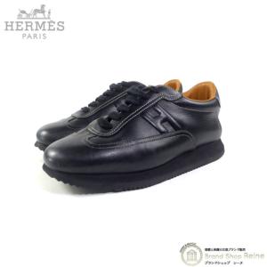 エルメス （HERMES） クイック レザー スニーカー シューズ 靴 ＃37 ブラック（中古）｜reine-web