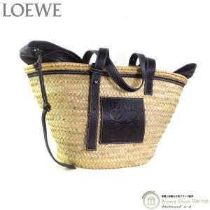 ロエベ （LOEWE） バスケットバッグ ラフィア トート かご バッグ 329.02.V50 ナチュラル×ブラック（中古）｜reine-web