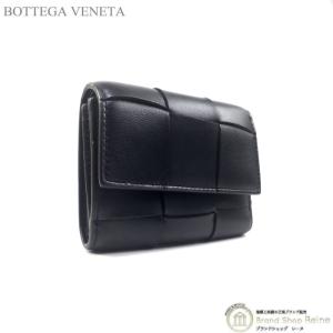 ボッテガ ヴェネタ （BOTTEGA VENETA） マキシイントレ カセット 三つ折り ファスナーウォレット 財布 651372 ブラック（新品）｜reine-web