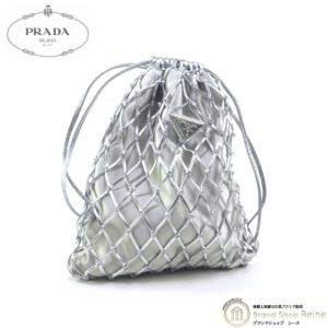 プラダ （PRADA） メッシュ サテン クラッチ ショルダー バッグ 1BC075 シルバー（中古）｜reine-web