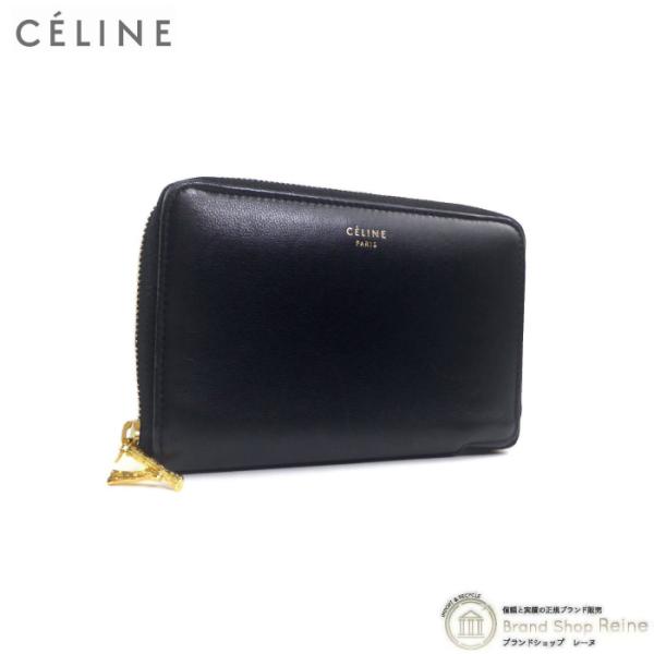 セリーヌ （CELINE） ジップ ウォレット コンパクト ラウンドファスナー 二つ折り 財布 ブラ...