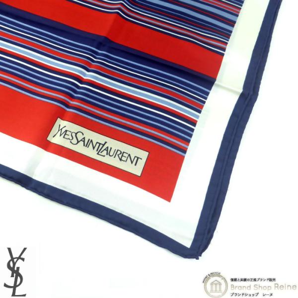 サンローラン （SAINT LAURENT） 大判 スカーフ シルク マルチボーダー ストライプ Y...