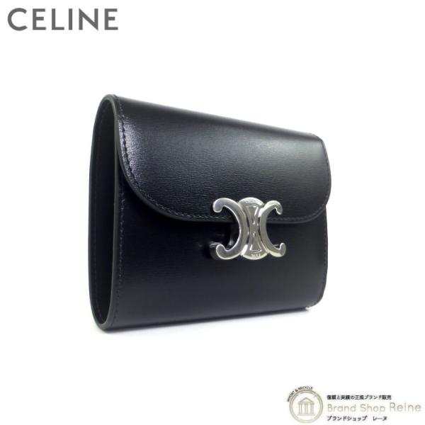 セリーヌ （CELINE） スモール フラップ ウォレット トリオンフ シャイニーカーフ コンパクト...