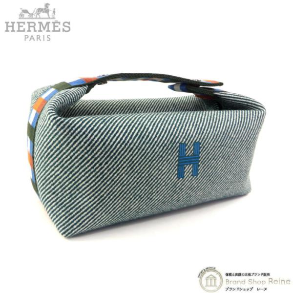 エルメス （HERMES） ブリッド・ア・ブラック・オ・カレ PM トラベル ウール ポーチ ハンド...