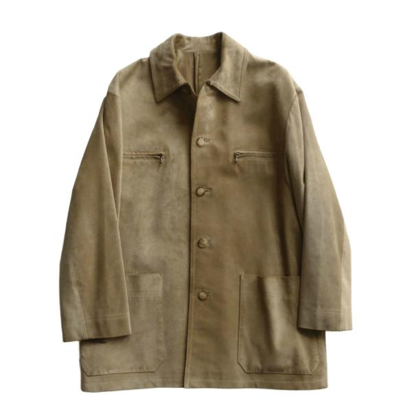 エルメス （HERMES）ピッグ スエード レザー カーコート ジャケット 46 ベージュ ウェア ...