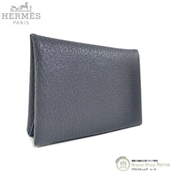 エルメス （HERMES） カルヴィ デュオ シェーブル・ミゾール グリミスティ カードケース コイ...