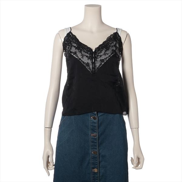 サンローラン （SAINT LAURENT） シルク キャミソール 36 ブラック 648880 ウ...
