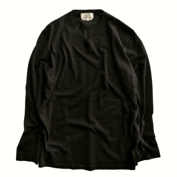エルメス （HERMES） カシミア Vネック ニット セーター 長袖 L ブラウン ウェア メンズ...