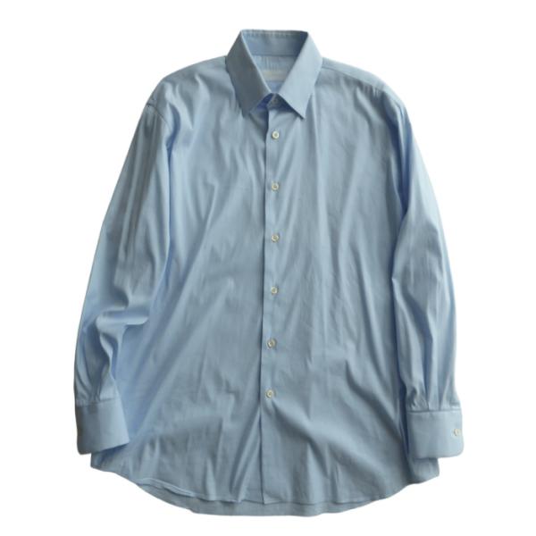プラダ （PRADA） コットン ナイロン ドレスシャツ レギュラーカラー 長袖 39 ブルー ウェ...
