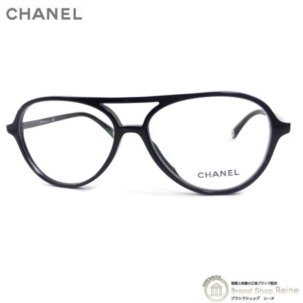 シャネル （CHANEL） ダブルブリッジ ティアドロップ フレーム メガネ クリアレンズ 眼鏡 3...