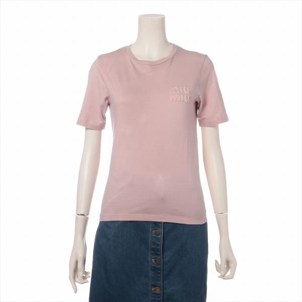 ミュウミュウ （MIUMIU） コットン Tシャツ XS ピンク MJN540 ユーズド加工 ウェア...