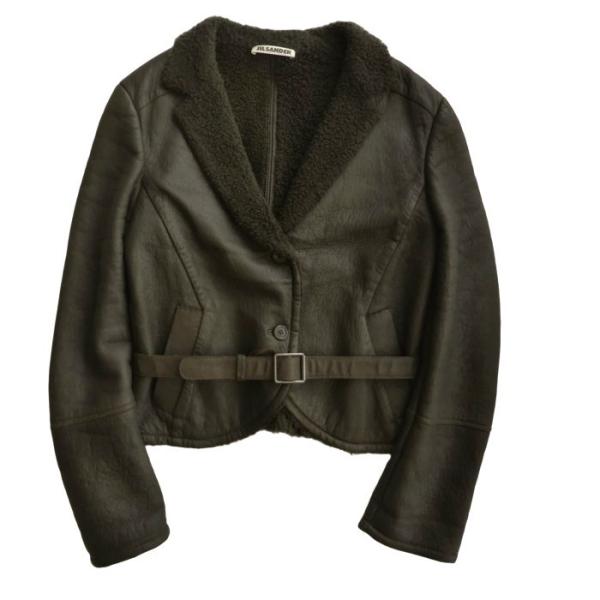 ジルサンダー （JIL SANDER） レザー シープボア ライニング 2B ジャケット 40 ブラ...