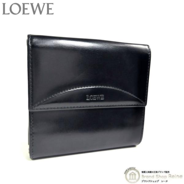 ロエベ （LOEWE） スクエア コンパクト ウォレット ダブルフラップ 二つ折り 財布 ブラック（...