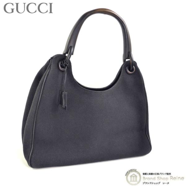 グッチ （GUCCI） バンブー ウッド ワンハンドル キャンバス トート 肩掛け ハンド バッグ ...