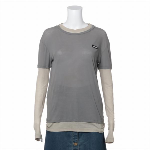 ミュウミュウ （MIUMIU） コットン ロングTシャツ S 長袖 MJL943 グレー ウェア（中...