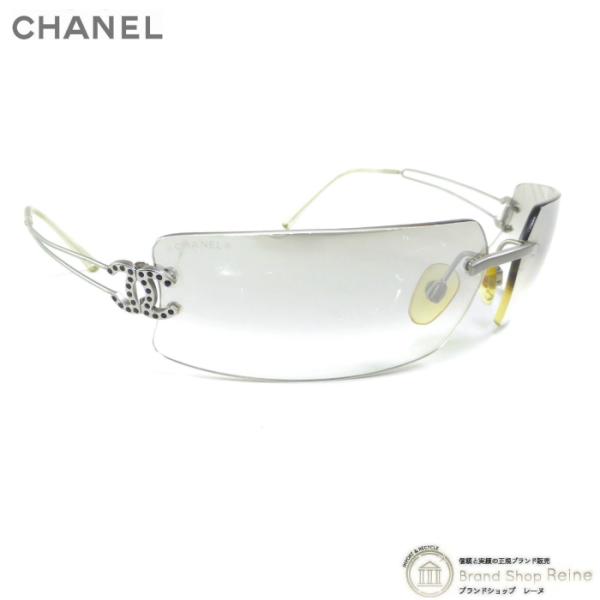 シャネル （CHANEL） リムレス スクエア ラップ サングラス ラインストーンCC 眼鏡 ライト...