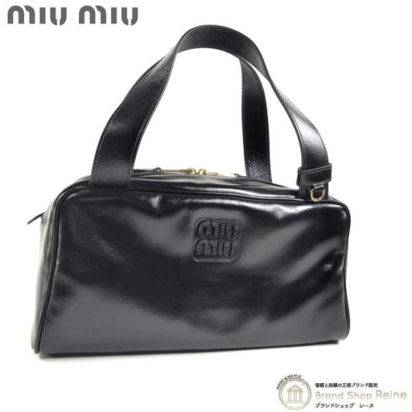 ミュウミュウ （MIUMIU） レザー トップハンドル バッグ 5BB182 ブラック（新品）