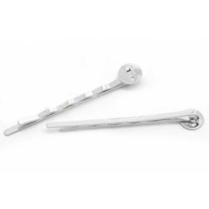 ヘアピン丸皿ヘアーアクセサリー用パーツ（メタル製）シルバーカラー髪留め金具50mm×8mm　5個セッ...