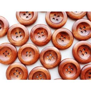 TT-送料無料ウッドボタン50個入木製ボタン（ブラウン）4ツ穴クラフトボタンボタン業務パックまとめ買...