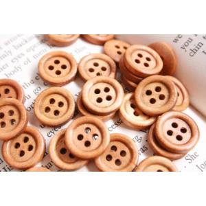 木製ボタン150個まとめ買いパック木のボタン（ブラウン）ウッドボタンセット15mm｜reinette-ys